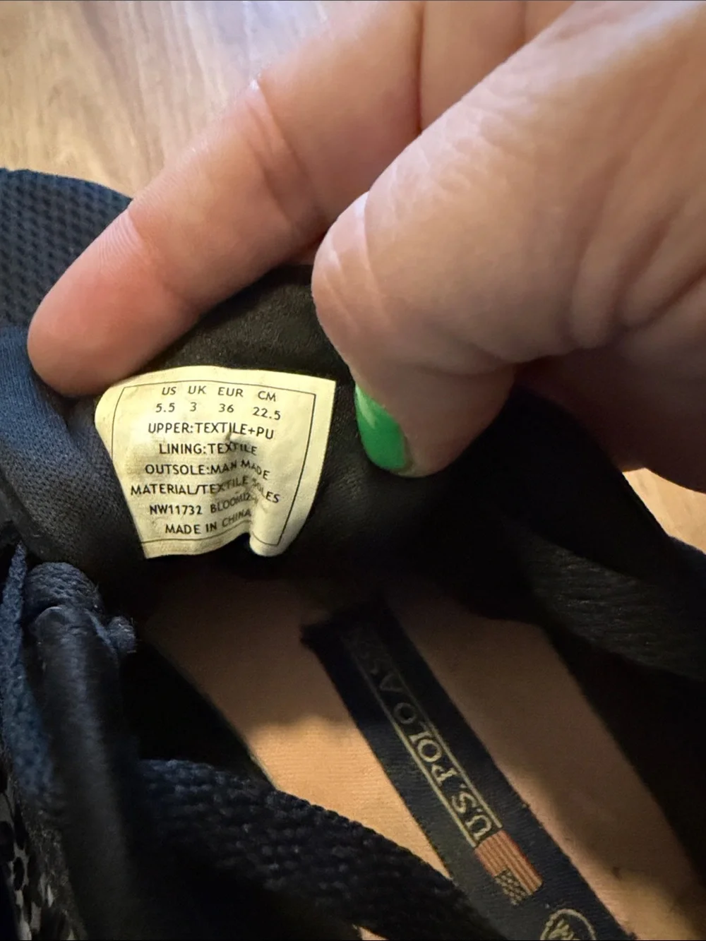 U.S. Polo Assn. Women’s Black Sneakers with Pink Toe Accent